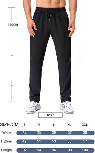 Men's Lightweight Athletic Pants, Quick-Dry and Comfortable Black in Saudi Arabia