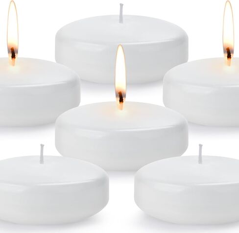 3 inch Floating Candles, 36PACK White/Gold/Red Floating Candle, Long Burning and Smokeless Candle for Wedding, Birthday, Pool, Holiday & Home Decoration Unscented (White) in Saudi Arabia