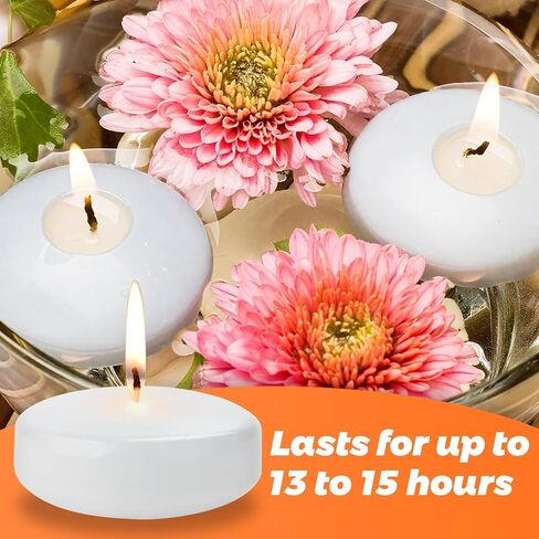 3 inch Floating Candles, 36PACK White/Gold/Red Floating Candle, Long Burning and Smokeless Candle for Wedding, Birthday, Pool, Holiday & Home Decoration Unscented (White) in Saudi Arabia