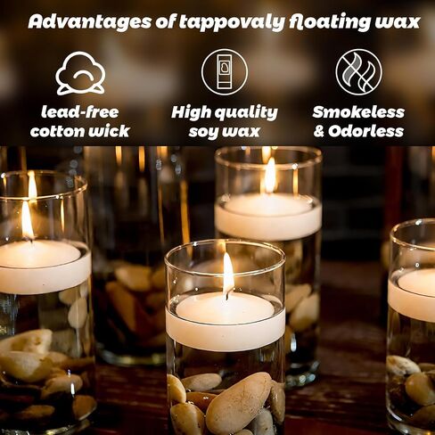 3 inch Floating Candles, 36PACK White/Gold/Red Floating Candle, Long Burning and Smokeless Candle for Wedding, Birthday, Pool, Holiday & Home Decoration Unscented (White) in Saudi Arabia