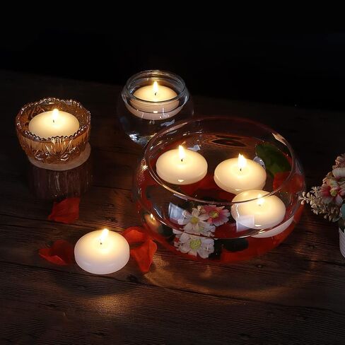 3 inch Floating Candles, 36PACK White/Gold/Red Floating Candle, Long Burning and Smokeless Candle for Wedding, Birthday, Pool, Holiday & Home Decoration Unscented (White) in Saudi Arabia