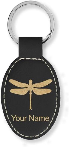 LaserGram Oval Keychain, Dragonfly, Personalized Engraving Included in Saudi Arabia