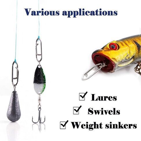 Power Fishing Clip - Topwater Speed Clips 50Pcs Stainless Steel Quick Change Connector,Link Split Rings Snaps for Lures Saltwater Size S# M# L# in Kuwait
