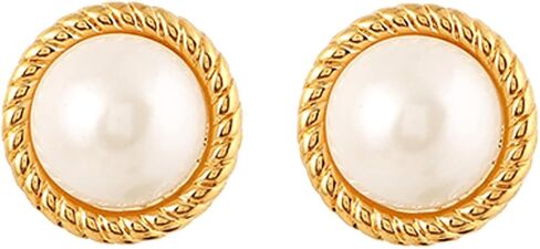 18K Gold Plated Pearl Earrings for Women, Cubic Zirconia Stone Simulated Set Diamond Earrings, Gift for Mom Daughter Sister, Anniversary Birthday Gift, Lightweight Hypoallergenic Jewelry in Kuwait