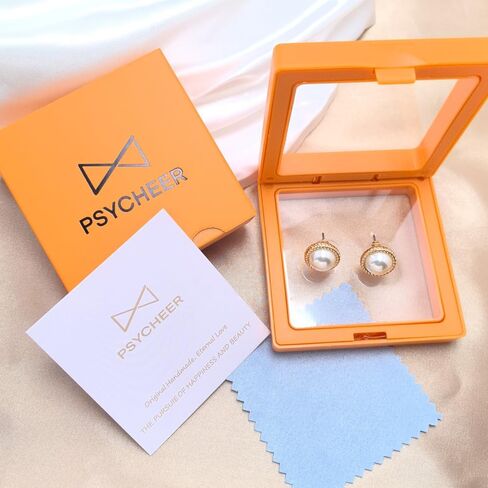 18K Gold Plated Pearl Earrings for Women, Cubic Zirconia Stone Simulated Set Diamond Earrings, Gift for Mom Daughter Sister, Anniversary Birthday Gift, Lightweight Hypoallergenic Jewelry in Kuwait