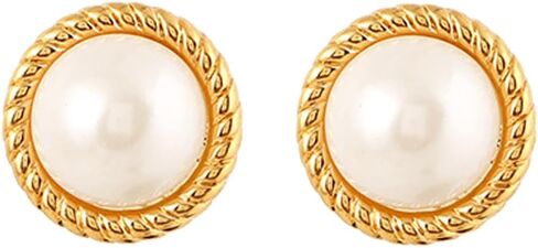 18K Gold Plated Pearl Earrings for Women, Cubic Zirconia Stone Simulated Set Diamond Earrings, Gift for Mom Daughter Sister, Anniversary Birthday Gift, Lightweight Hypoallergenic Jewelry in Kuwait