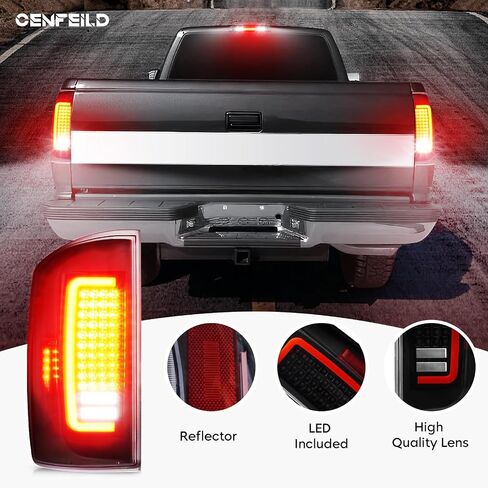 LED Tail Light Assembly + 3rd Third Brake Cargo Lamp Fit for Dodge RAM 1500 07-08, for Dodge RAM 2500 3500 07-09 Pickup [Factory Halogen Type] Smoked Lens 3 Pcs in Saudi Arabia