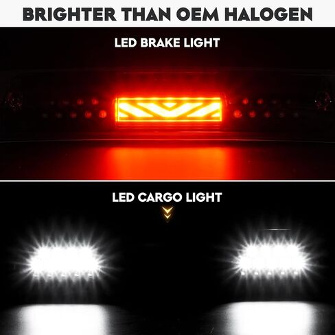 LED Tail Light Assembly + 3rd Third Brake Cargo Lamp Fit for Dodge RAM 1500 07-08, for Dodge RAM 2500 3500 07-09 Pickup [Factory Halogen Type] Smoked Lens 3 Pcs in Saudi Arabia