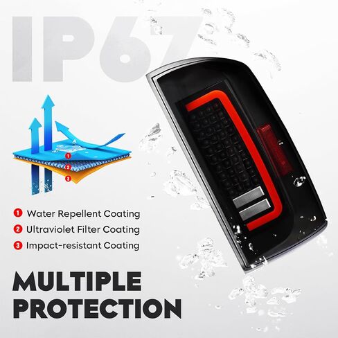 LED Tail Light Assembly + 3rd Third Brake Cargo Lamp Fit for Dodge RAM 1500 07-08, for Dodge RAM 2500 3500 07-09 Pickup [Factory Halogen Type] Smoked Lens 3 Pcs in Saudi Arabia