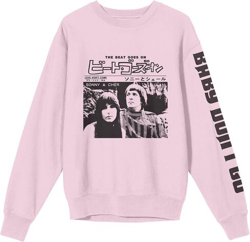 Bioworld Sonny & Cher Baby Don't Go Crew Neck Long Sleeve Cradle Pink Adult Sweatshirt in Saudi Arabia