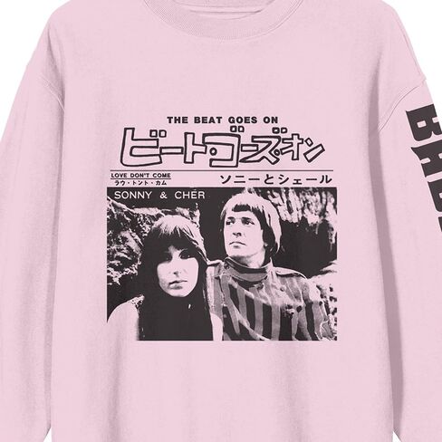 Bioworld Sonny & Cher Baby Don't Go Crew Neck Long Sleeve Cradle Pink Adult Sweatshirt in Saudi Arabia