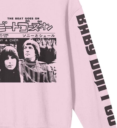 Bioworld Sonny & Cher Baby Don't Go Crew Neck Long Sleeve Cradle Pink Adult Sweatshirt in Saudi Arabia