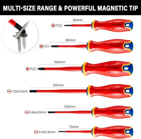 HAUTMEC 6Pcs Small Screwdriver Set 1000V Insulated Screwdriver Set Precision Screwdriver Set, Mini Screwdriver Set with Slotted and Phillips Magnetic Tip in Kuwait