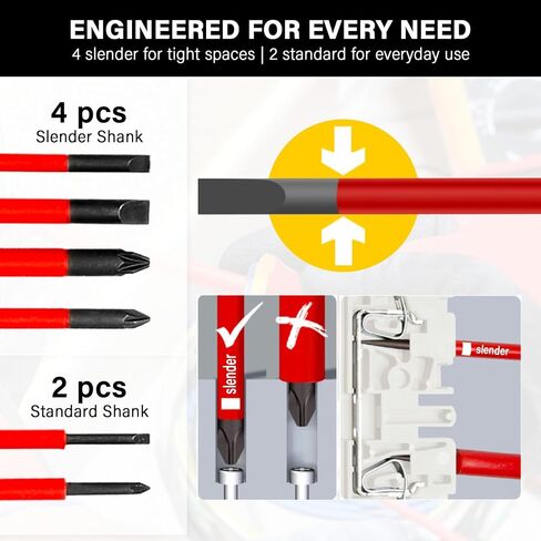 HAUTMEC 6Pcs Small Screwdriver Set 1000V Insulated Screwdriver Set Precision Screwdriver Set, Mini Screwdriver Set with Slotted and Phillips Magnetic Tip in Kuwait