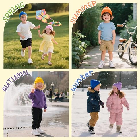 Zando Unisex Cute Kids Beanie for Girls Boys Slouchy Warm Baby Winter Hat Girls Boys Beanie Knit Hat Toddler Beanies for Kids in Kuwait