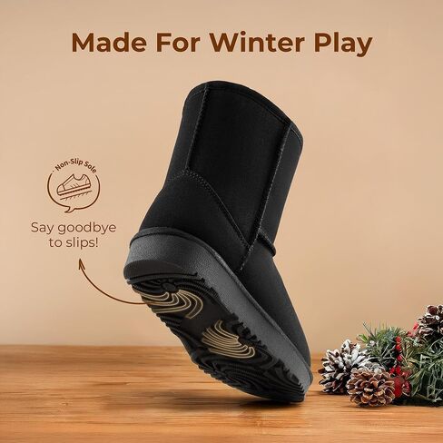 أحذية DREAM PAIRS للبنات والأولاد للأطفال مبطنة بالفرو الصناعي للشتاء والثلج FuzzyClassic للأطفال متوسط ​​التمهيد in Kuwait