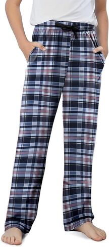 storeofbaby Boys Casual Plaid Pants Loose Elastic Waist Long Trousers with Pockets in Kuwait