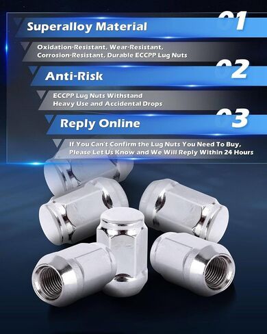 ECCPP 1/2 Wheel Lug Nuts 24 Pieces 1/2-20 Thread Size Silver Chrome Bulge Acorn Drive Close End 3/4" Socket Lug Nuts for Dodge Dakota Durango Viper 1991-2010 in Saudi Arabia