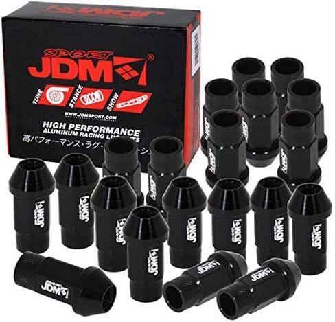 AJP Distributors JDM Sport 20 Pieces Aluminum 50MM Open Ended Lug Nuts Wheels Rims M12x1.25 / M12x1.5 (Red, M12 x 1.50) in Saudi Arabia