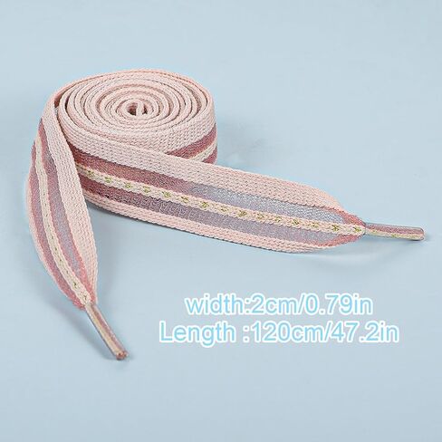5 Pairs Ribbon Shoe Laces for Women, 2cm Wide Flat Soft Fabric Fantastic Stripe Shoelaces Colorful Silk Satin Snow Yarn Shoe Ties Shoestrings for Sneakers Sports Shoes 47Inch in Saudi Arabia