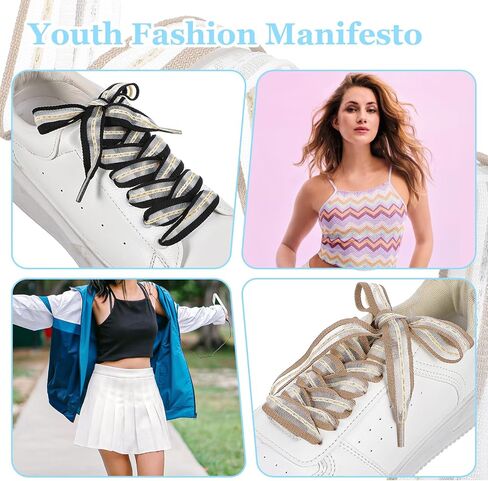 5 Pairs Ribbon Shoe Laces for Women, 2cm Wide Flat Soft Fabric Fantastic Stripe Shoelaces Colorful Silk Satin Snow Yarn Shoe Ties Shoestrings for Sneakers Sports Shoes 47Inch in Saudi Arabia