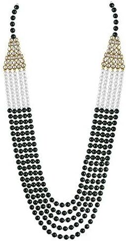Aheli Princess Multistrand Kundan Pearl Long Necklace with Earrings Indian Traditional Bollywood Ethnic Wedding Bridal Jewelry Set Gift for Women in Saudi Arabia