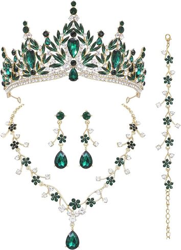 oriamour التيجان والتيجان للنساء، التيجان أقراط قلادة سوار، مجموعة مجوهرات الزفاف الكريستال، زي حفلة عيد الهالوين حفلة موسيقية مسابقة مجوهرات الزفاف مجموعة مجوهرات in Kuwait