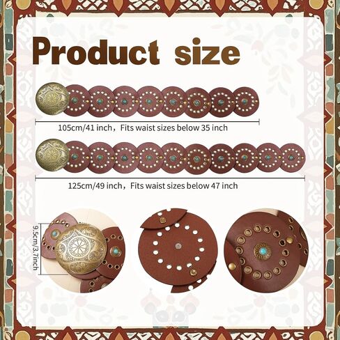 Women Western PU Leather Waist Earrings Set Bohemian Cowgirl Cowboy Disc Country Outfits in Saudi Arabia