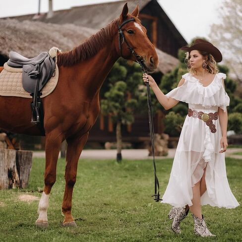 Women Western PU Leather Waist Earrings Set Bohemian Cowgirl Cowboy Disc Country Outfits in Saudi Arabia