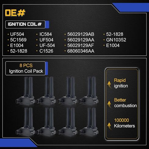 UF504 Ignition Coil Packs For 05-15 Chrysler 300 Aspen/Dodge Challenger Charger Durango Magnum Ram 1500 2500 3500/Jeep Grand Cherokee V8 5.7L 6.4L Replaces#52-1828 GN10352 in Saudi Arabia