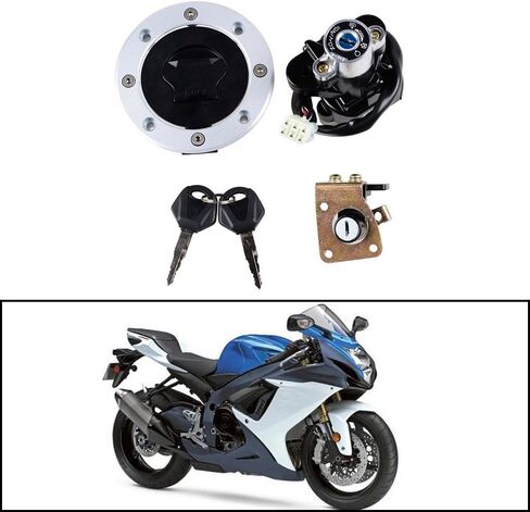 مجموعة غطاء خزان وقود الغاز بمفتاح الإشعال + قفل المقعد + مفاتيح متوافقة مع سوزوكي GSXR600 750 GSX750 600 1200 TL1000R TL1000S (محدد) in Saudi Arabia