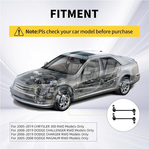 Front Stabilizer Sway Bar End Links for Chrysler 300 2005-2019, Dodge Charger 2006-2019, Challenger 2008-2019, Magnum 2005-2008 K80822 K80823 in Saudi Arabia