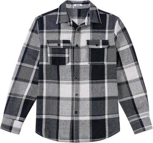 COOFANDY Mens Flannel Shirts Long Sleeve Plaid Shirt Jacket Button Down Shirt with Pockets in Kuwait