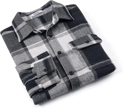 COOFANDY Mens Flannel Shirts Long Sleeve Plaid Shirt Jacket Button Down Shirt with Pockets in Kuwait