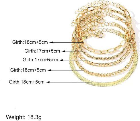 Gold Bracelets for Women, Adjustable 14K Gold Plated Dainty Thin Stackable Link Chain Pack Layered Jewelry in Saudi Arabia