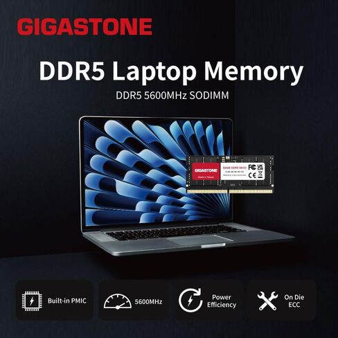 【ذاكرة الوصول العشوائي DDR5】 مجموعة GIGASTONE 32 جيجابايت (2 × 16 جيجابايت) DDR5 4800 ميجاهرتز PC5-38400 CL 40-40-40-77 1.1 فولت SODIMM 262 Pin غير مخزنة وغير ECC ترقية ذاكرة الكمبيوتر المحمول عالية الأداء in Saudi Arabia