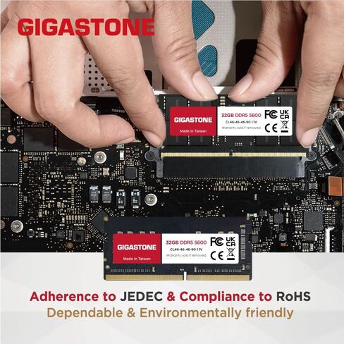 【ذاكرة الوصول العشوائي DDR5】 مجموعة GIGASTONE 32 جيجابايت (2 × 16 جيجابايت) DDR5 4800 ميجاهرتز PC5-38400 CL 40-40-40-77 1.1 فولت SODIMM 262 Pin غير مخزنة وغير ECC ترقية ذاكرة الكمبيوتر المحمول عالية الأداء in Saudi Arabia