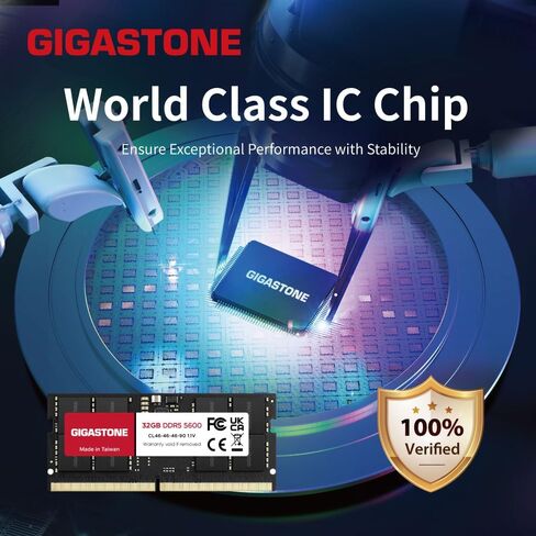 【ذاكرة الوصول العشوائي DDR5】 مجموعة GIGASTONE 32 جيجابايت (2 × 16 جيجابايت) DDR5 4800 ميجاهرتز PC5-38400 CL 40-40-40-77 1.1 فولت SODIMM 262 Pin غير مخزنة وغير ECC ترقية ذاكرة الكمبيوتر المحمول عالية الأداء in Saudi Arabia