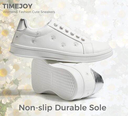 Women Fashion Casual Sneakers Retro Classic Walking Tennis Shoes Cute Embroidery Lace-Up & Anti-Slip in Kuwait