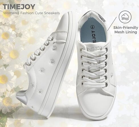 Women Fashion Casual Sneakers Retro Classic Walking Tennis Shoes Cute Embroidery Lace-Up & Anti-Slip in Kuwait