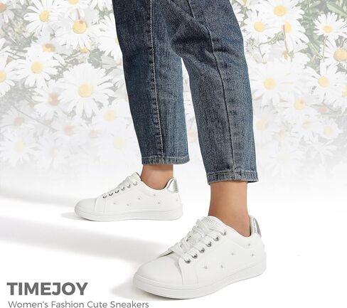 Women Fashion Casual Sneakers Retro Classic Walking Tennis Shoes Cute Embroidery Lace-Up & Anti-Slip in Kuwait