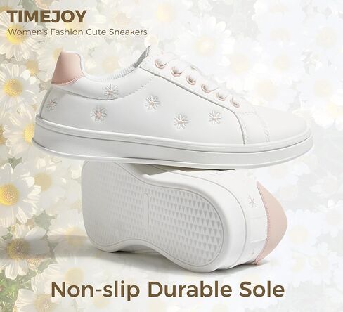 Women Fashion Casual Sneakers Retro Classic Walking Tennis Shoes Cute Embroidery Lace-Up & Anti-Slip in Kuwait