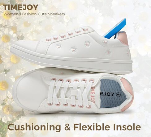 Women Fashion Casual Sneakers Retro Classic Walking Tennis Shoes Cute Embroidery Lace-Up & Anti-Slip in Kuwait