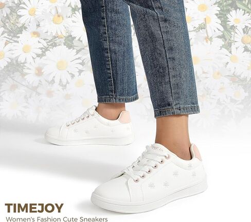 Women Fashion Casual Sneakers Retro Classic Walking Tennis Shoes Cute Embroidery Lace-Up & Anti-Slip in Kuwait
