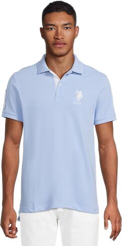 U.S. Polo ASSN. Mens Slim Fit Big Horse Polo with Stripe Collar in Saudi Arabia