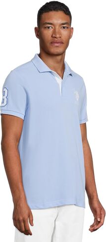 U.S. Polo ASSN. Mens Slim Fit Big Horse Polo with Stripe Collar in Saudi Arabia