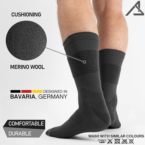 ACE Schakal Tactical Socks - 3 Pairs of Socks with Merino Wool & Anti-Blister Padding - Trekking & Hiking - 7-12 in Saudi Arabia