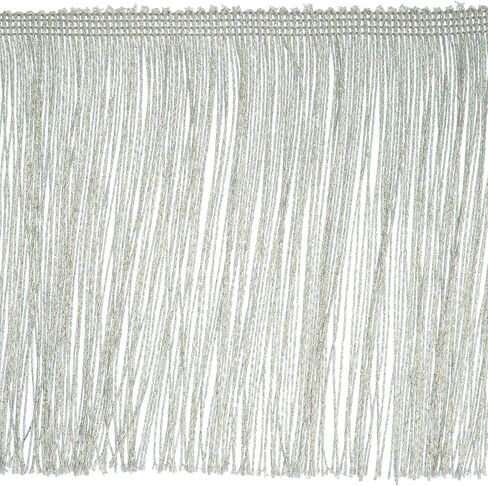 Trims By The Yard 6" Glitter Chainette Fringe Trim, Polyester-Made Decorative Fringe Trim, for Costumes, Home Decor, and Festive Items, Durable Fringes, Metallic Silver in Saudi Arabia
