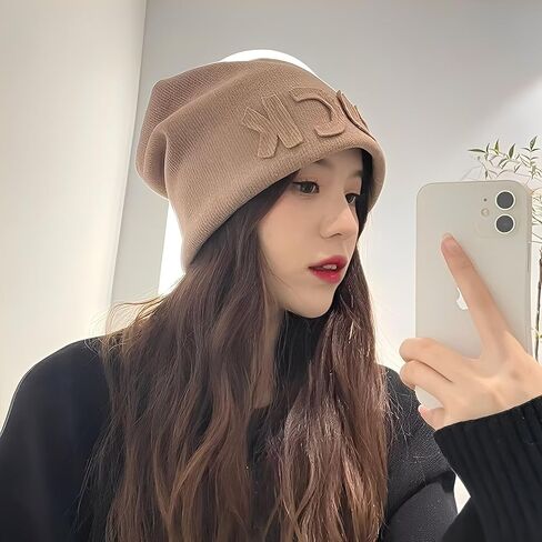Luck Slouchy Knit Beanie - Soft Stretchable Unisex Winter Hat, Uplifting Gift Streetwear Cap for Women and Men(HUCP-MZ-C5DP02-HEI) Black in Saudi Arabia