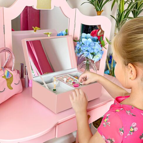 ProCase Girls Musical Jewelry Box with Spinning Ballerina, Kids Jewelry Boxes Storage, Ballerina Music Box Gifts for Little Girl Daughter, Birthday Anniversary Christmas Gifts -Pink in Saudi Arabia